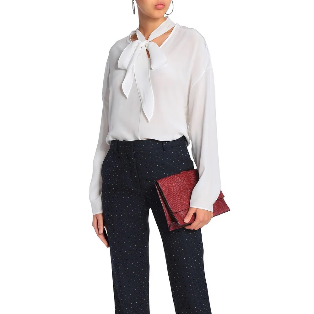 Sandro Pompa pussy-bow 100% silk crepe de blouse
